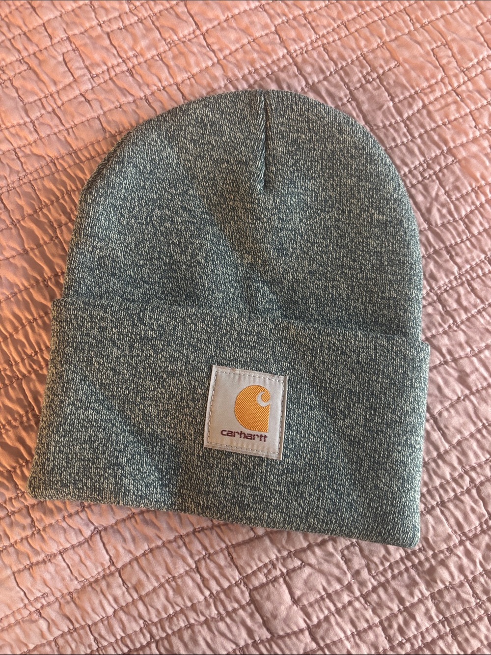 Carhartt Green Heather Fold-Over Beanie with Logo Patch